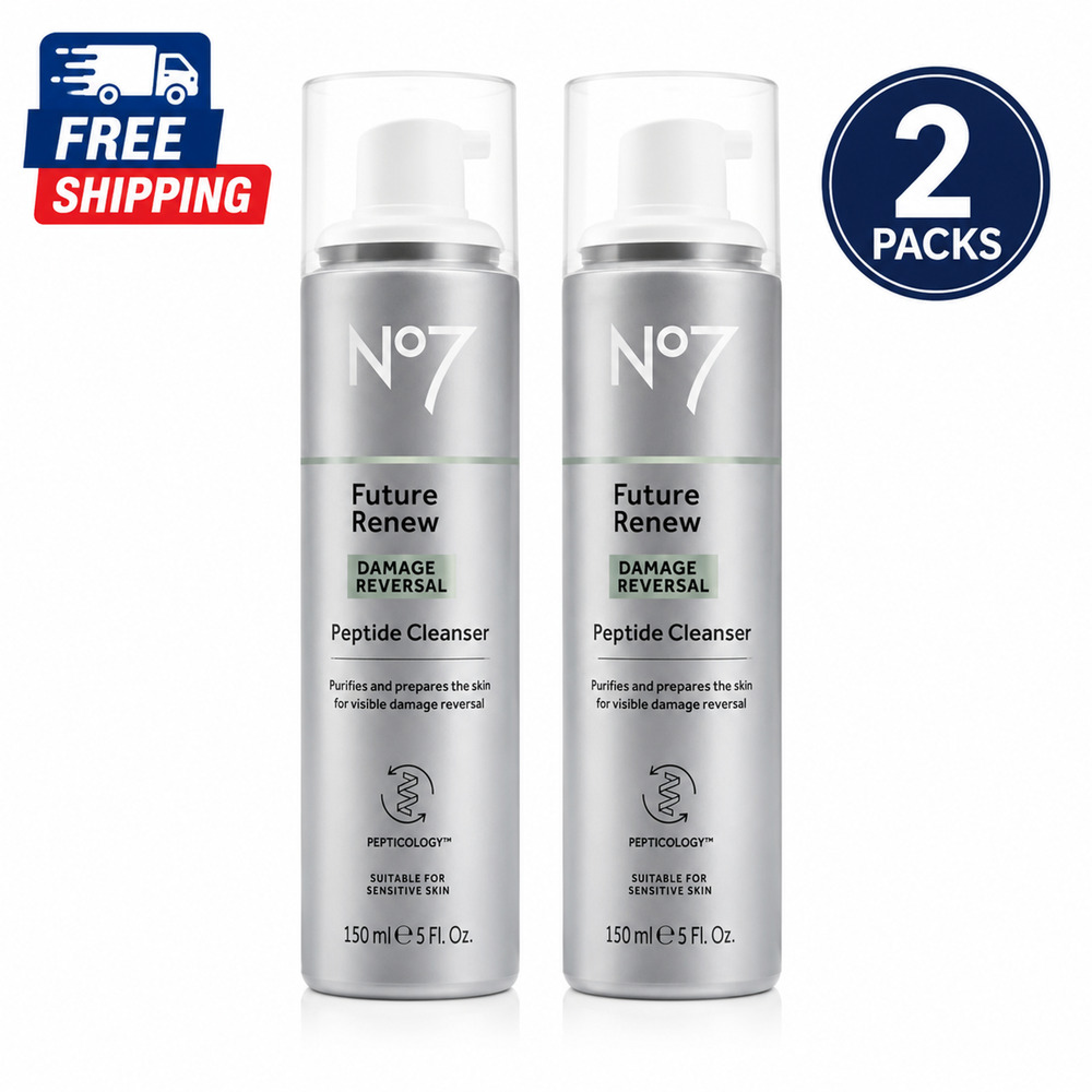 No7 Future Renew Damage Reversal Peptide Cleanser 150ml 5 fl oz 2 Pack